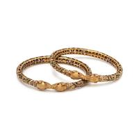 PAIR OF YELLOW GOLD, DIAMOND AND EMERALD BANGLE BRACELETS