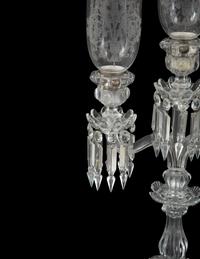 A Baccarat Molded Glass Three-Light Candelabrum