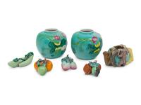 Seven Chinese Famille Rose Porcelain Articles