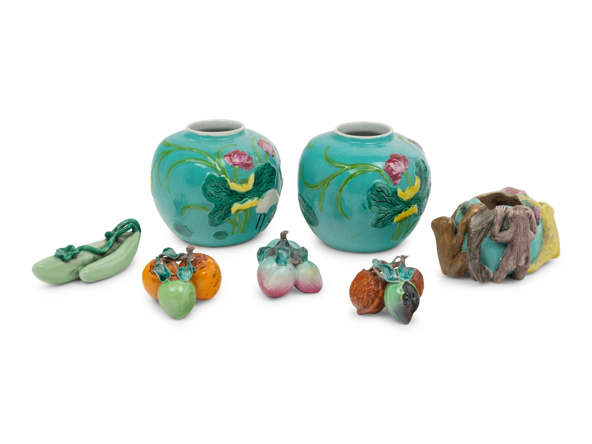 Seven Chinese Famille Rose Porcelain Articles