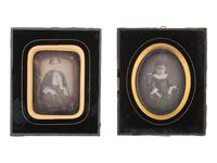 [EARLY PHOTOGRAPHY]. 6 European daguerreotypes of children in passe partout mounts.