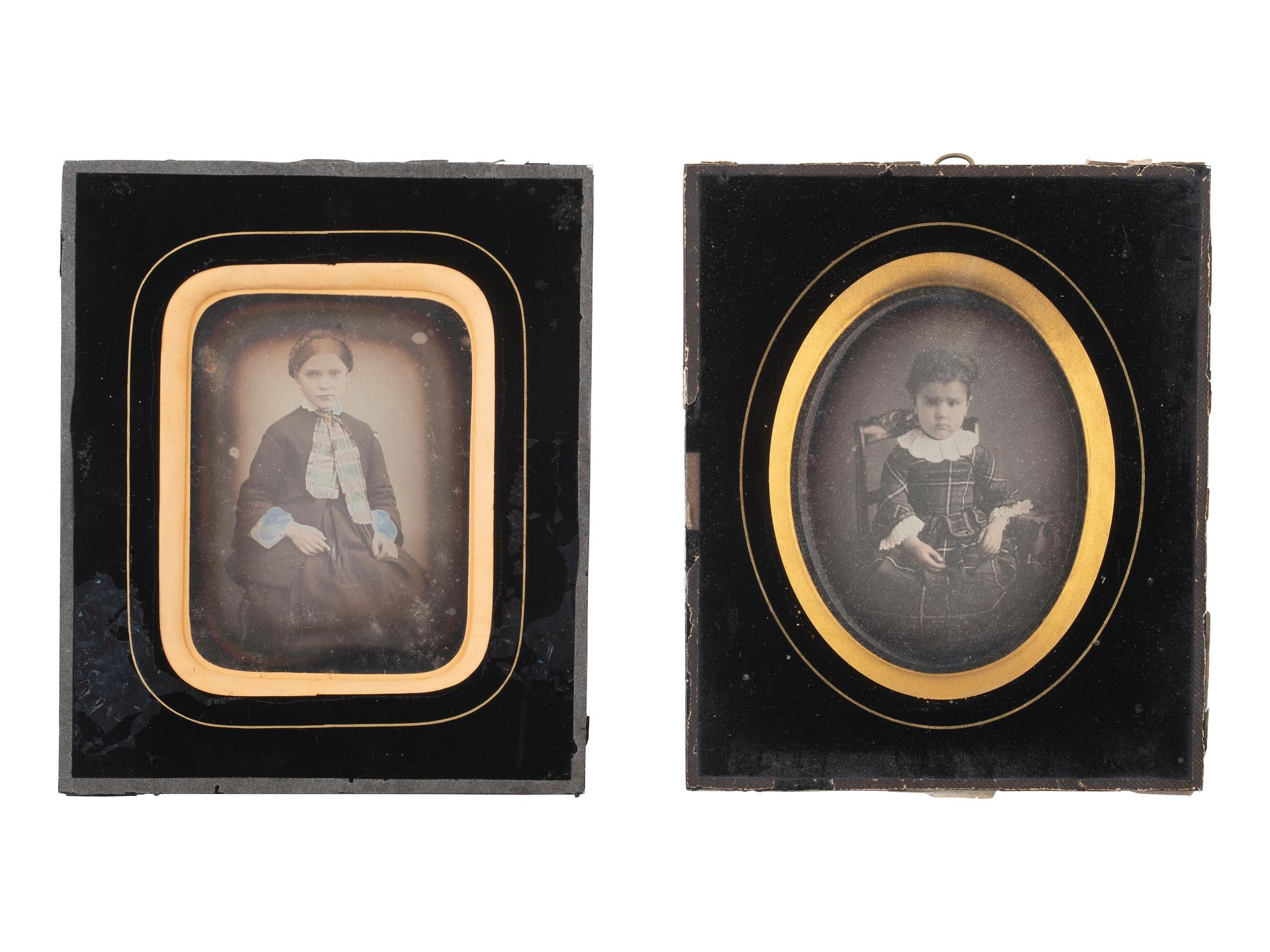 [EARLY PHOTOGRAPHY]. 6 European daguerreotypes of children in passe partout mounts.