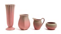 Four Rookwood Production Pottery Articles Height of tallest 7 3/8 inches. — TWO 1923 AND TWO 1928