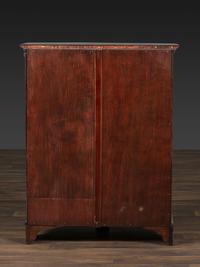 A Salter Double Bow-Front Lion Mask Carved Mahogany Record Cabinet