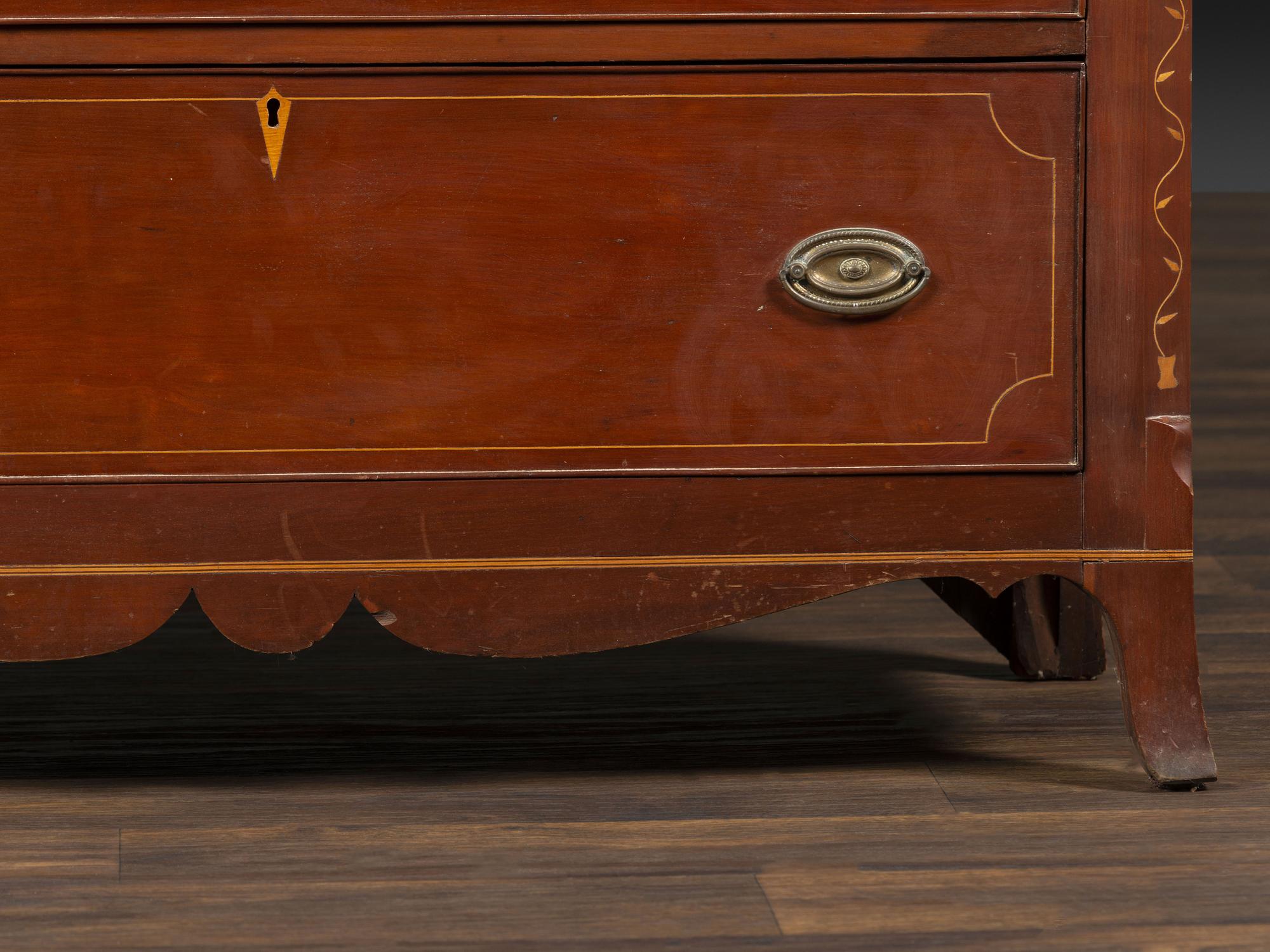 A Federal Vine and Leaf Inlaid Cherrywood Chest of Drawers