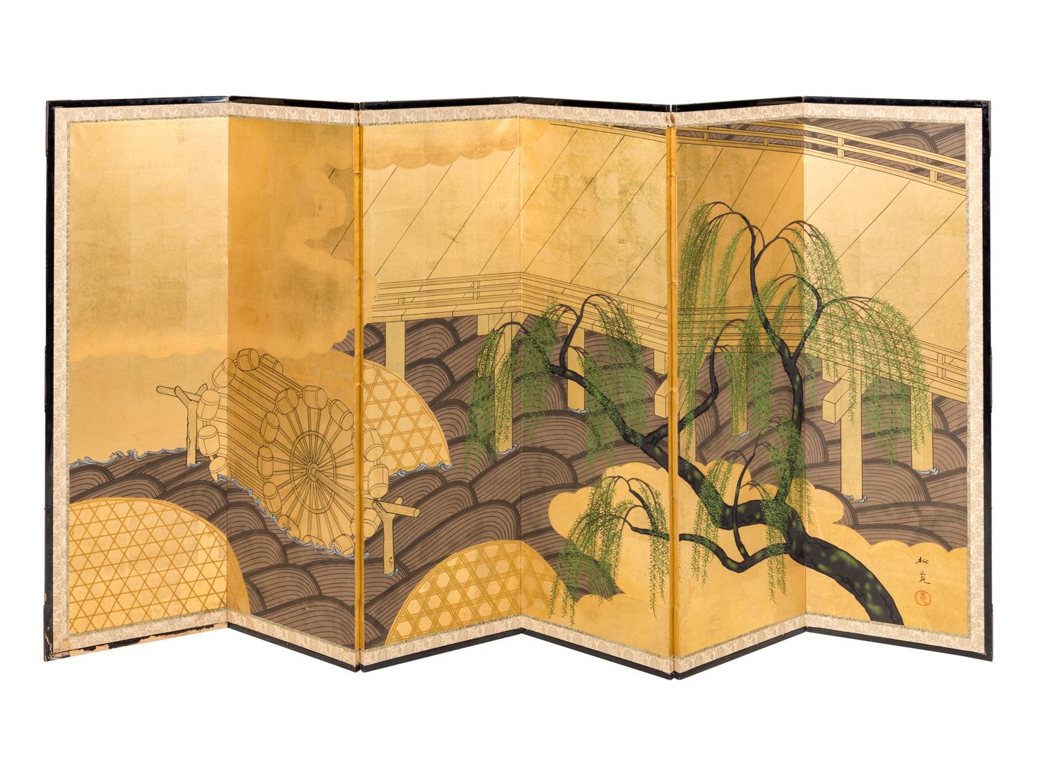 A Japanese Paper Six-Panel Screen