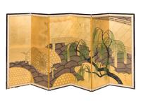 A Japanese Paper Six-Panel Screen