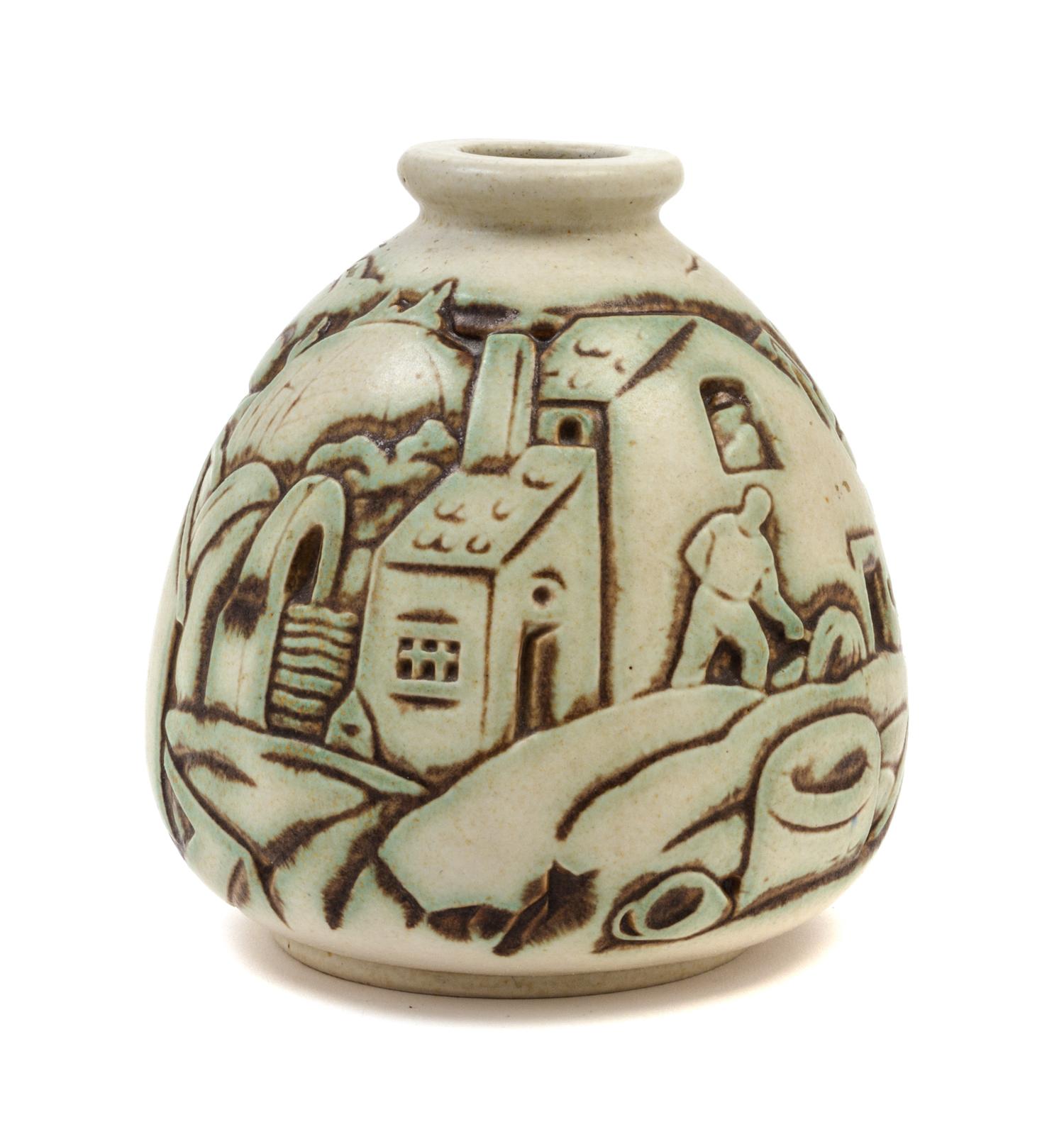 A Mougin Nancy Pottery Vase Height 6 3/4 inches.