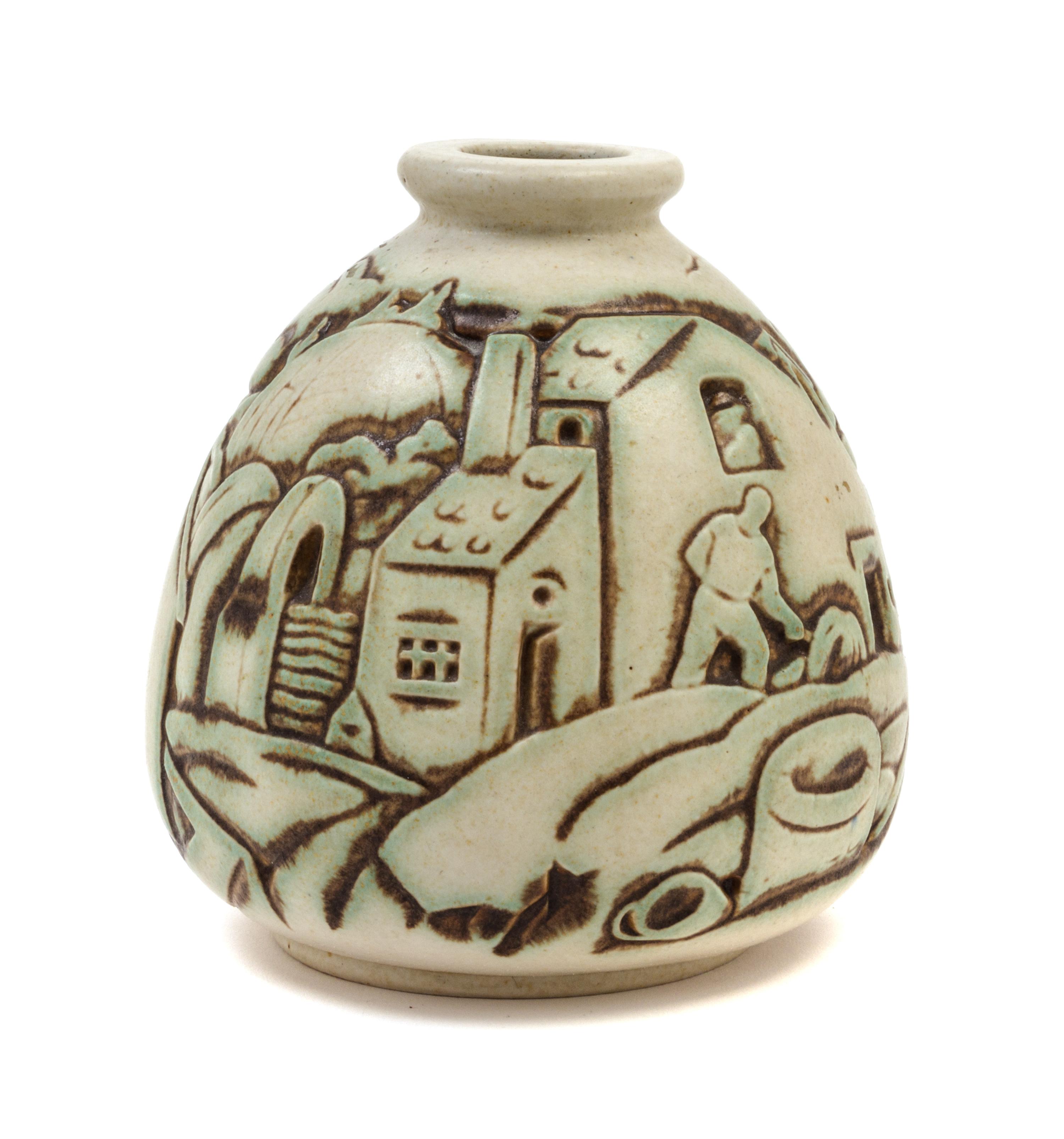 A Mougin Nancy Pottery Vase Height 6 3/4 inches.