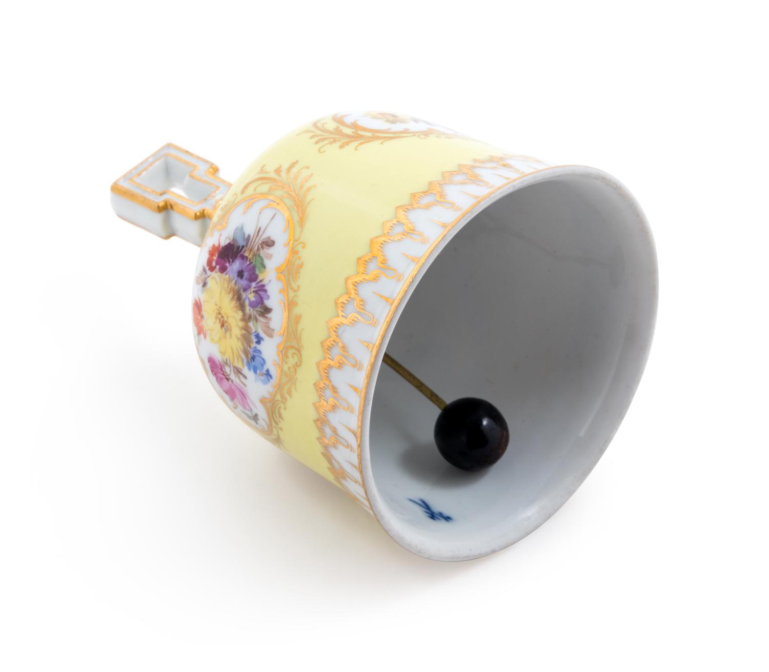 A Meissen Painted and Parcel Gilt Porcelain Table Bell