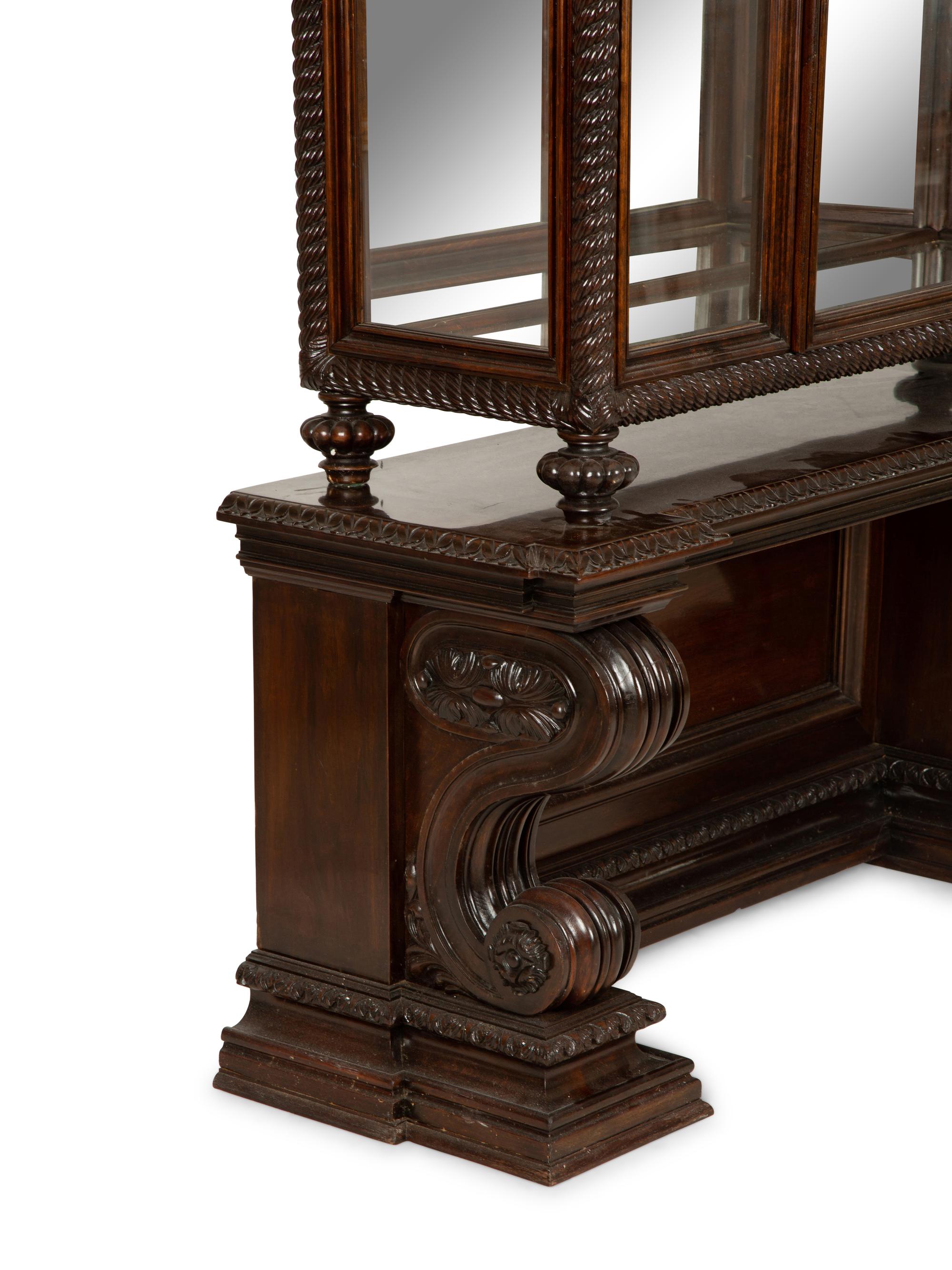 A Neoclassical Style Carved Mahogany Vitrine Cabinet — Circa 1900