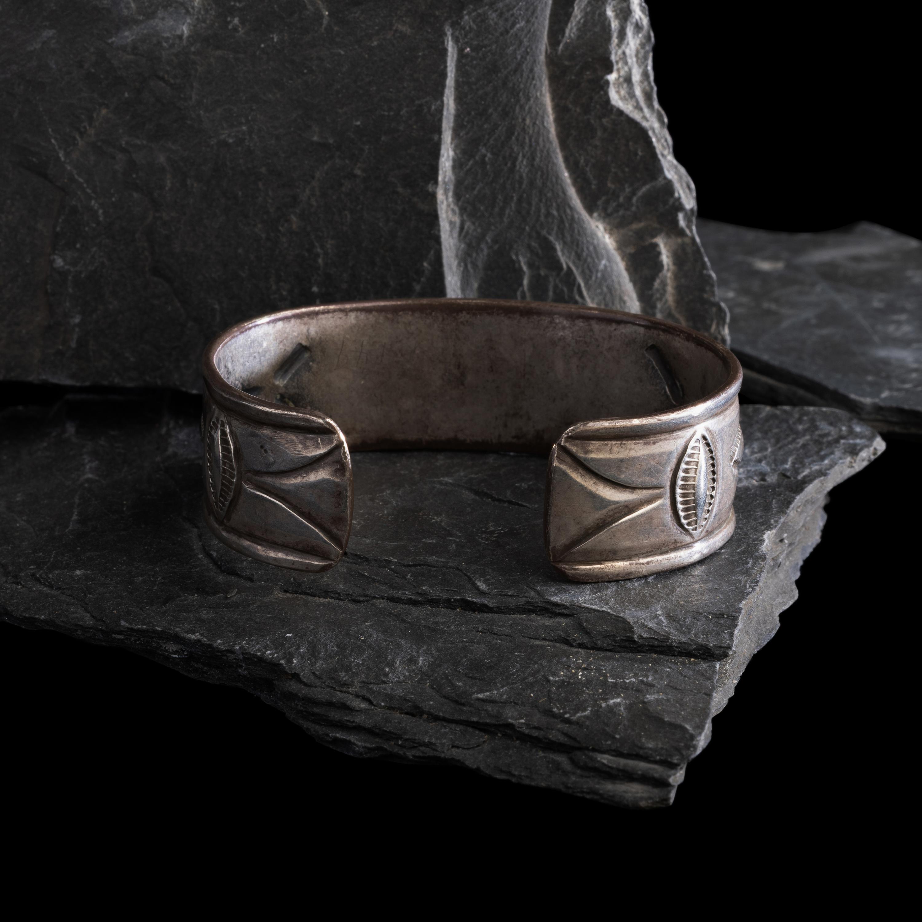Navajo Ingot and Turquoise Cuff Bracelet