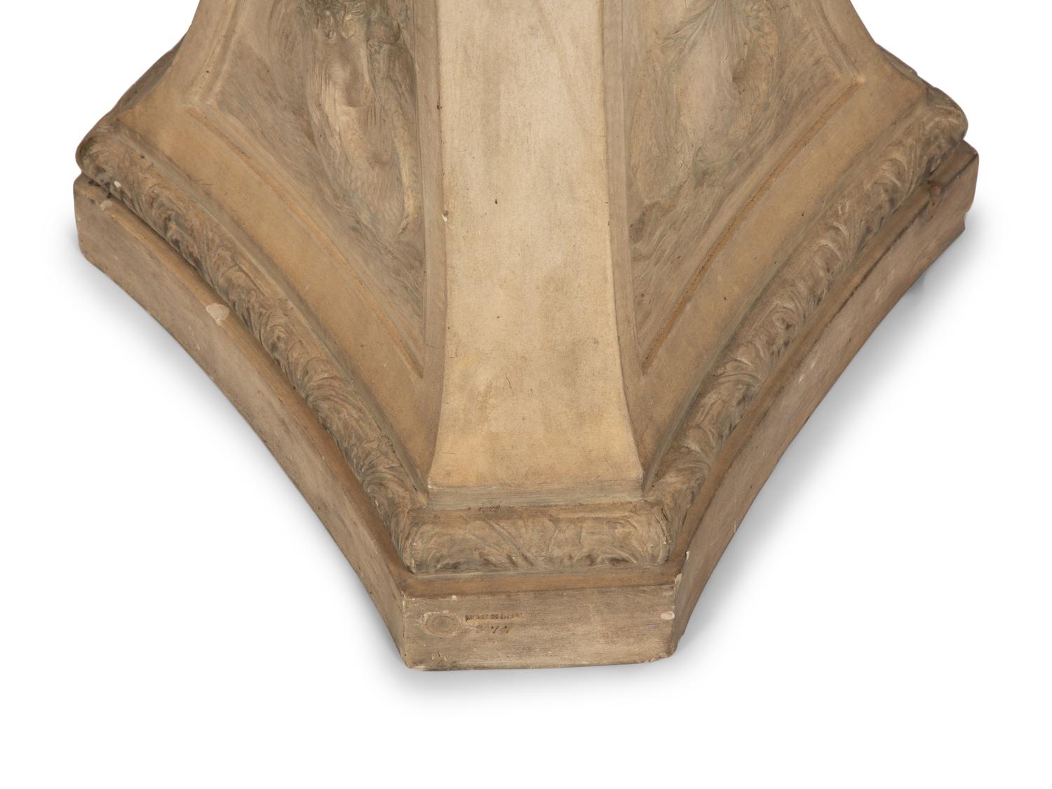 A Pair of Faux Cast Stone Trefoil Base Pedestals