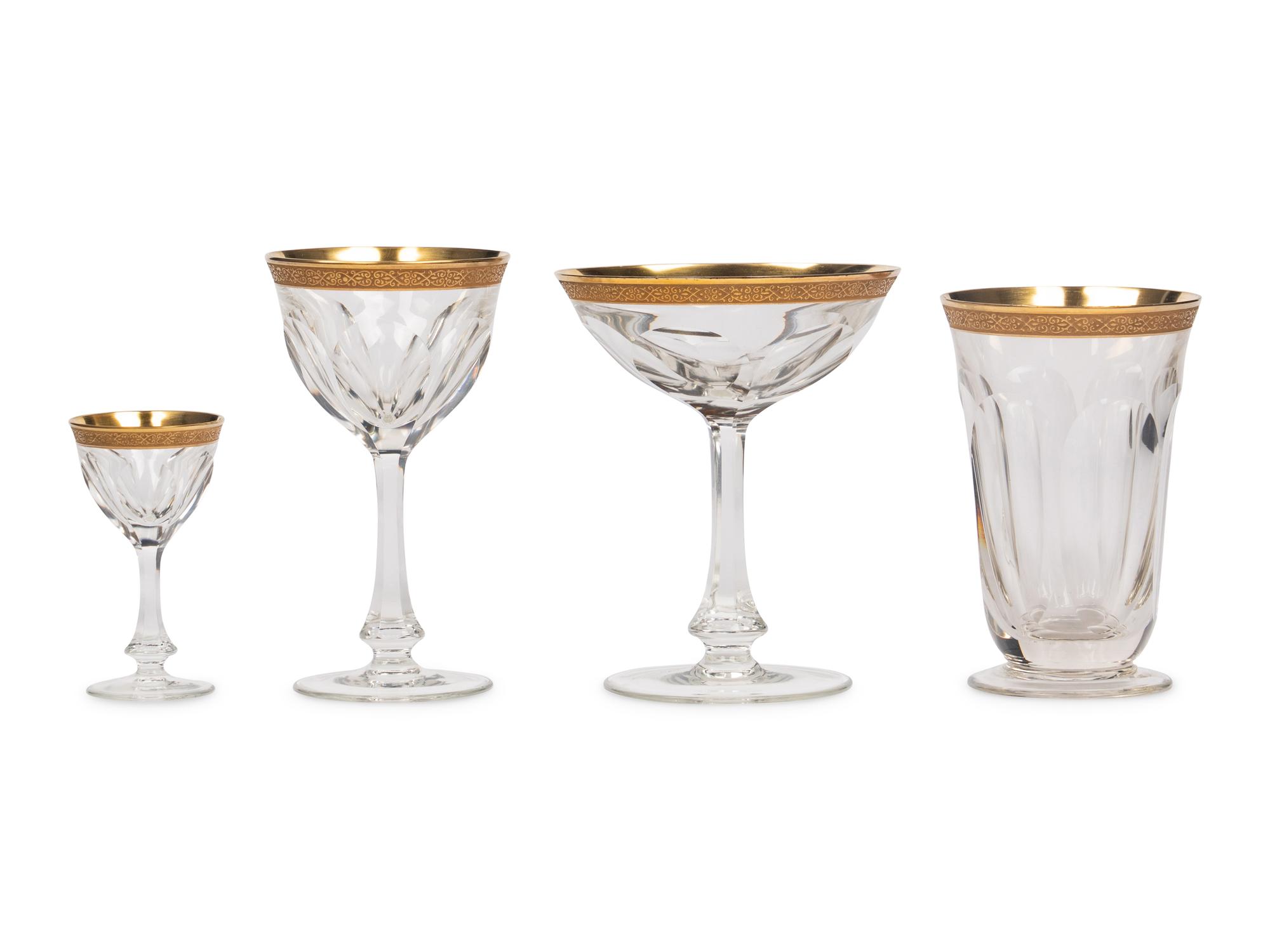 A Saint-Louis Gilt Decorated Cut Glass Stemware Service