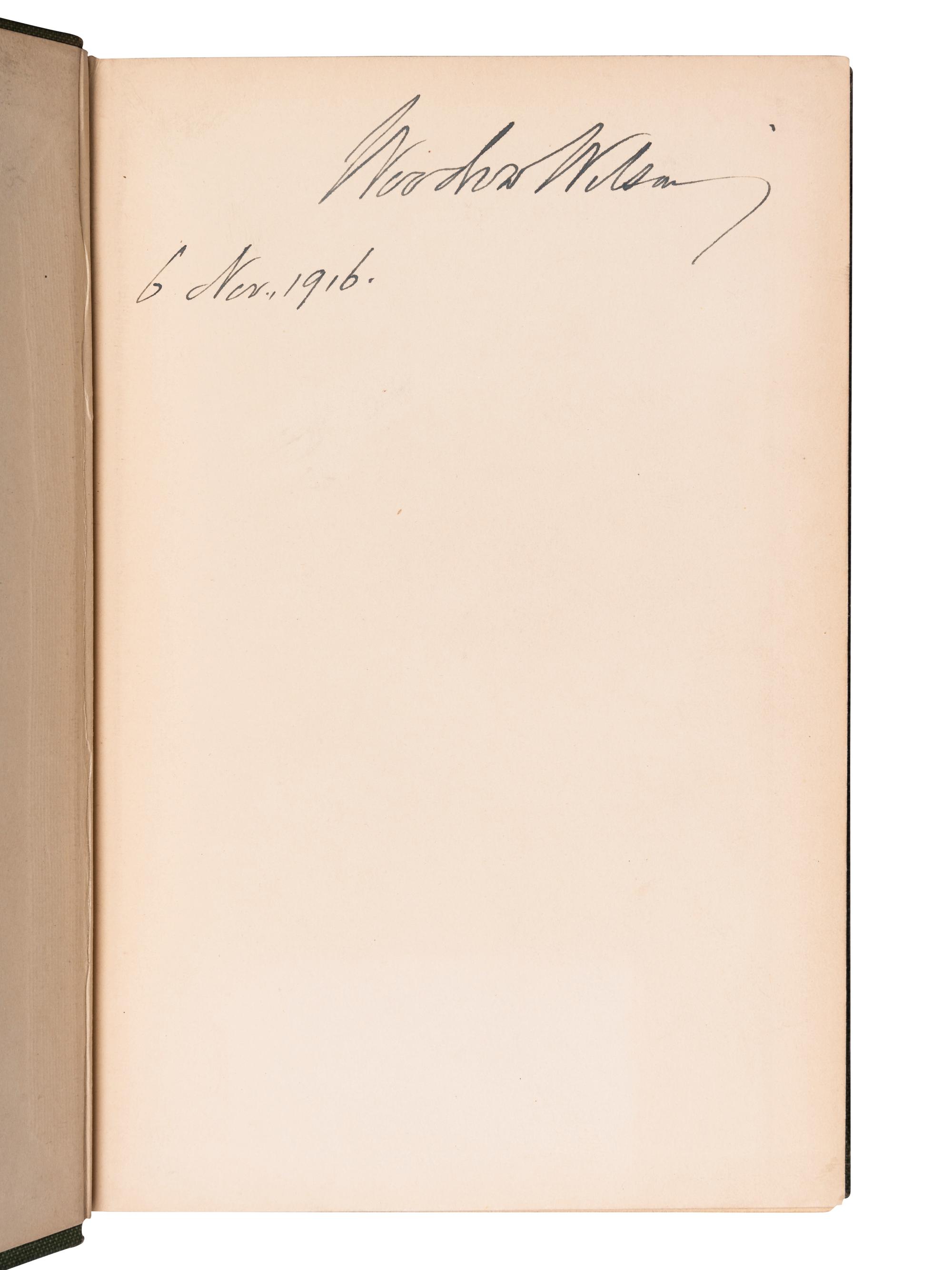 WILSON, Woodrow (1856-1924). Mere Literature and Other Essays . Boston: Houghton Mifflin, 1896.