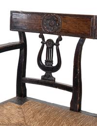 A Provincial Walnut Double Lyre-Back Bench