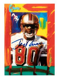 A Group of 5 Signed 1997 Topps Gallery Peter Max Football Cards,
