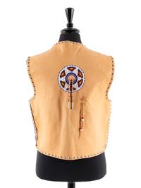 Pictorial Beaded Leather Vest