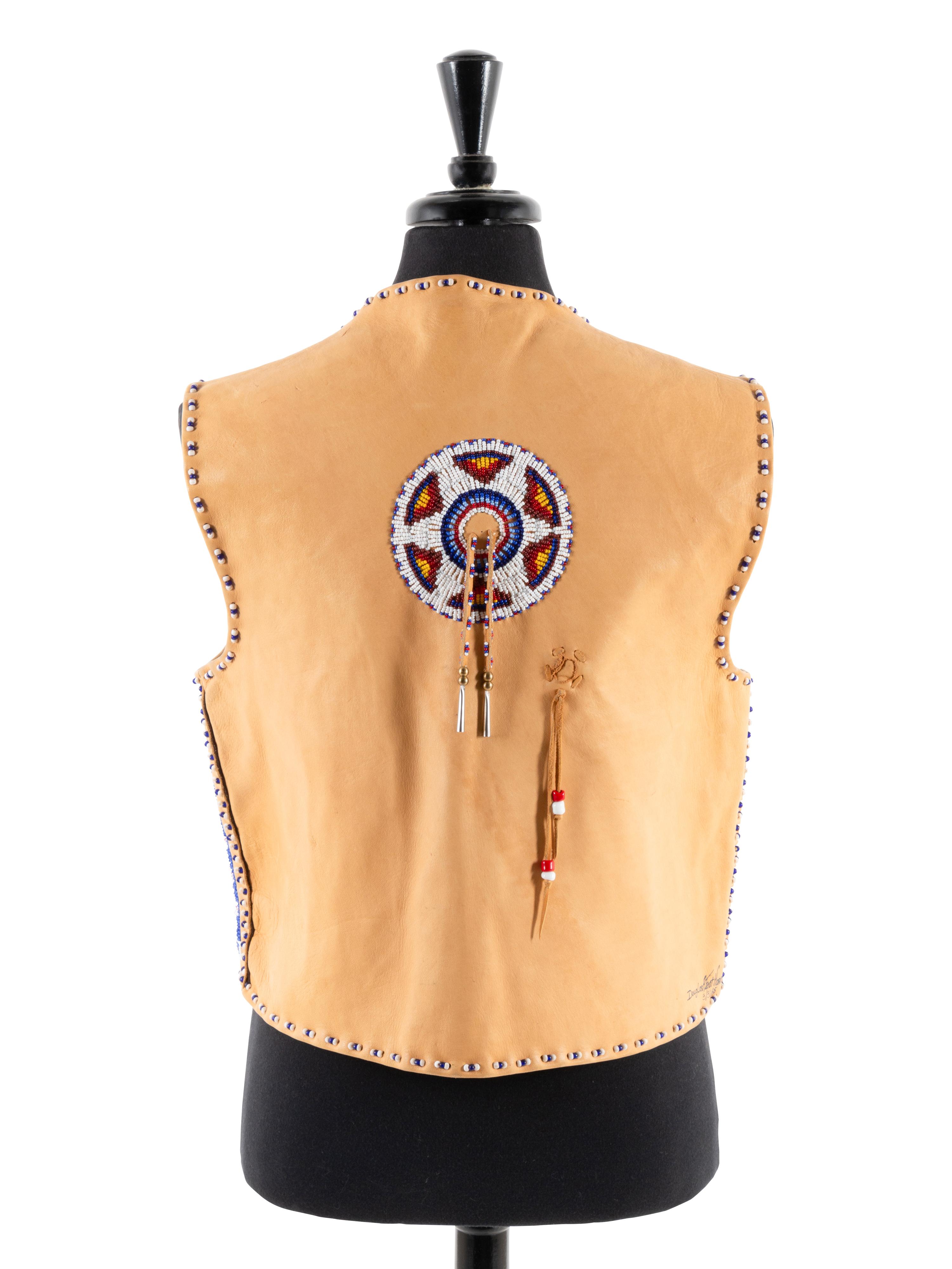 Pictorial Beaded Leather Vest