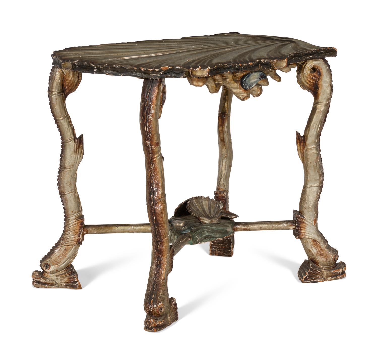 A Venetian Grotto Style Carved Silver Gilt Side Table