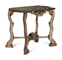 A Venetian Grotto Style Carved Silver Gilt Side Table