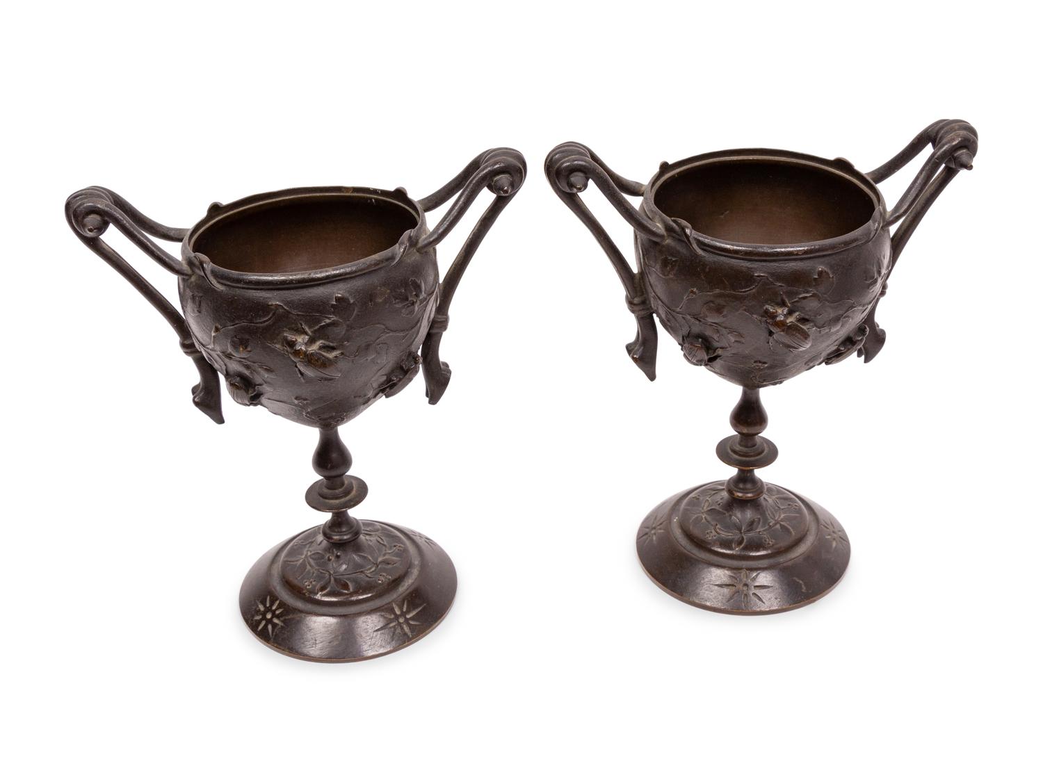 Two Pairs of Japanese Bronze Vessels