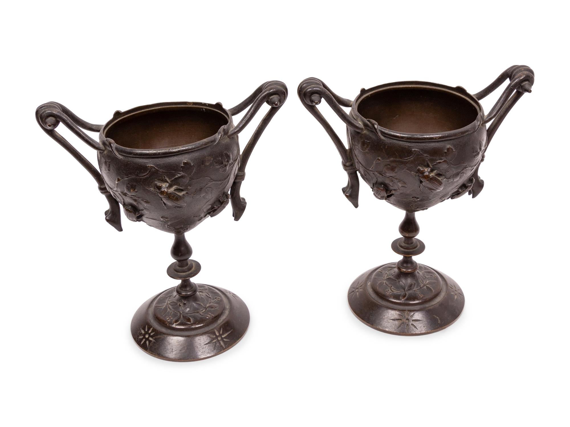 Two Pairs of Japanese Bronze Vessels