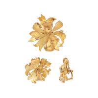 BVLGARI, YELLOW GOLD AND DIAMOND FLOWER SET
