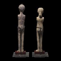 Two Chinese Pottery Tomb Figures, Han Dynasty 漢 灰陶俑兩件