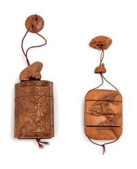 Two Japanese Carved Wood Inros