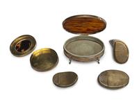 Five Brass Snuff and Trinket Boxes