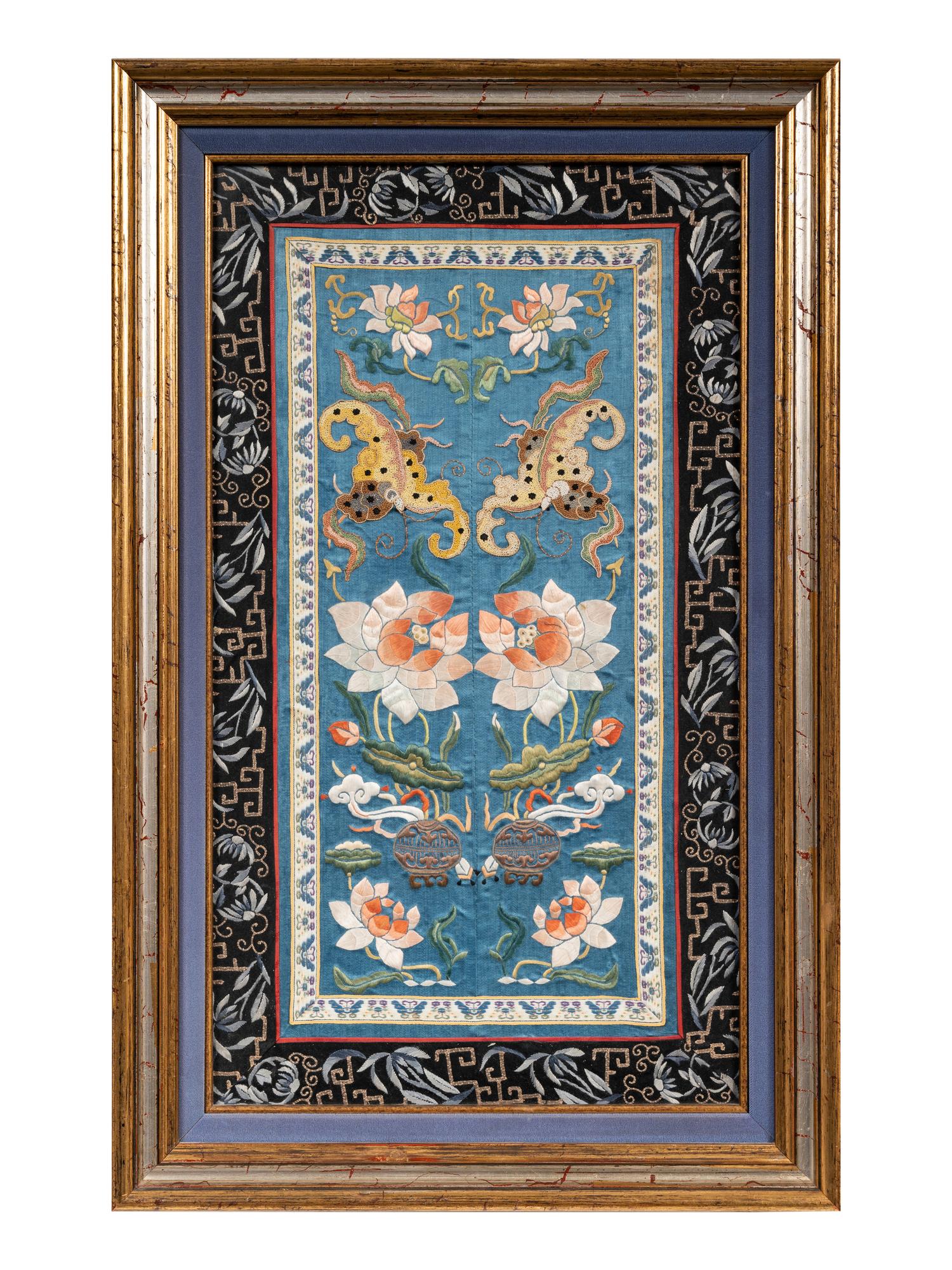 A Chinese Embroidered Silk Panel