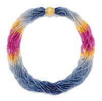 An 18 Karat Yellow Gold, Diamond and Multicolor Sapphire Bead Torsade Necklace, Italian, 66.00 dwts.