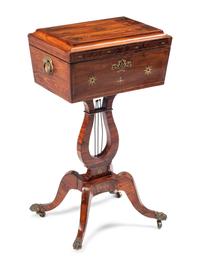 A Regency Brass Inlaid Tulipwood Tea Poy