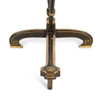 An English Grain-Painted, Ebonized and Parcel Gilt Bedside Table