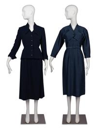 Two Jacques Fath Items: One Skirt Suit, One Dress, 1940-50s