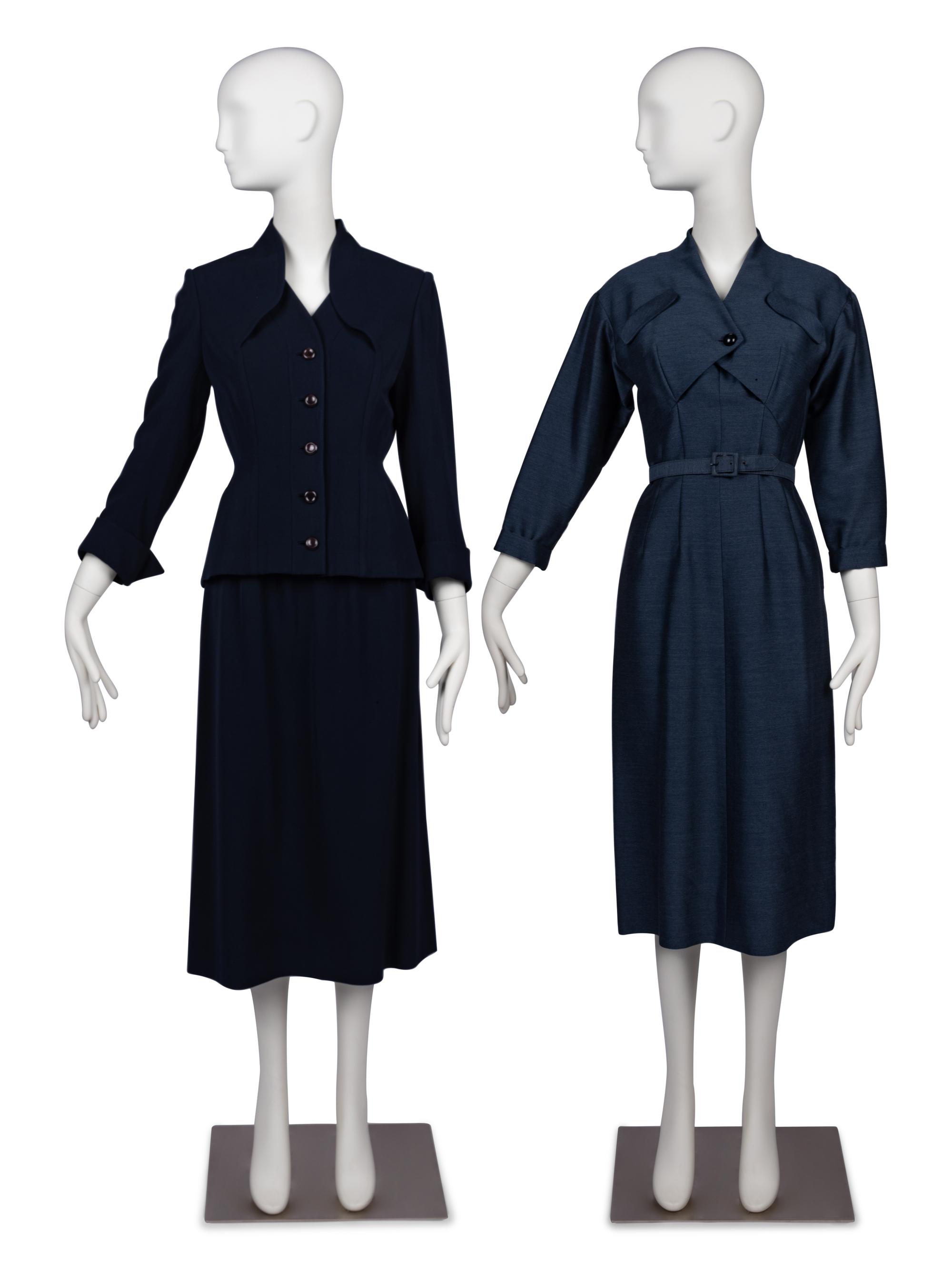 Two Jacques Fath Items: One Skirt Suit, One Dress, 1940-50s
