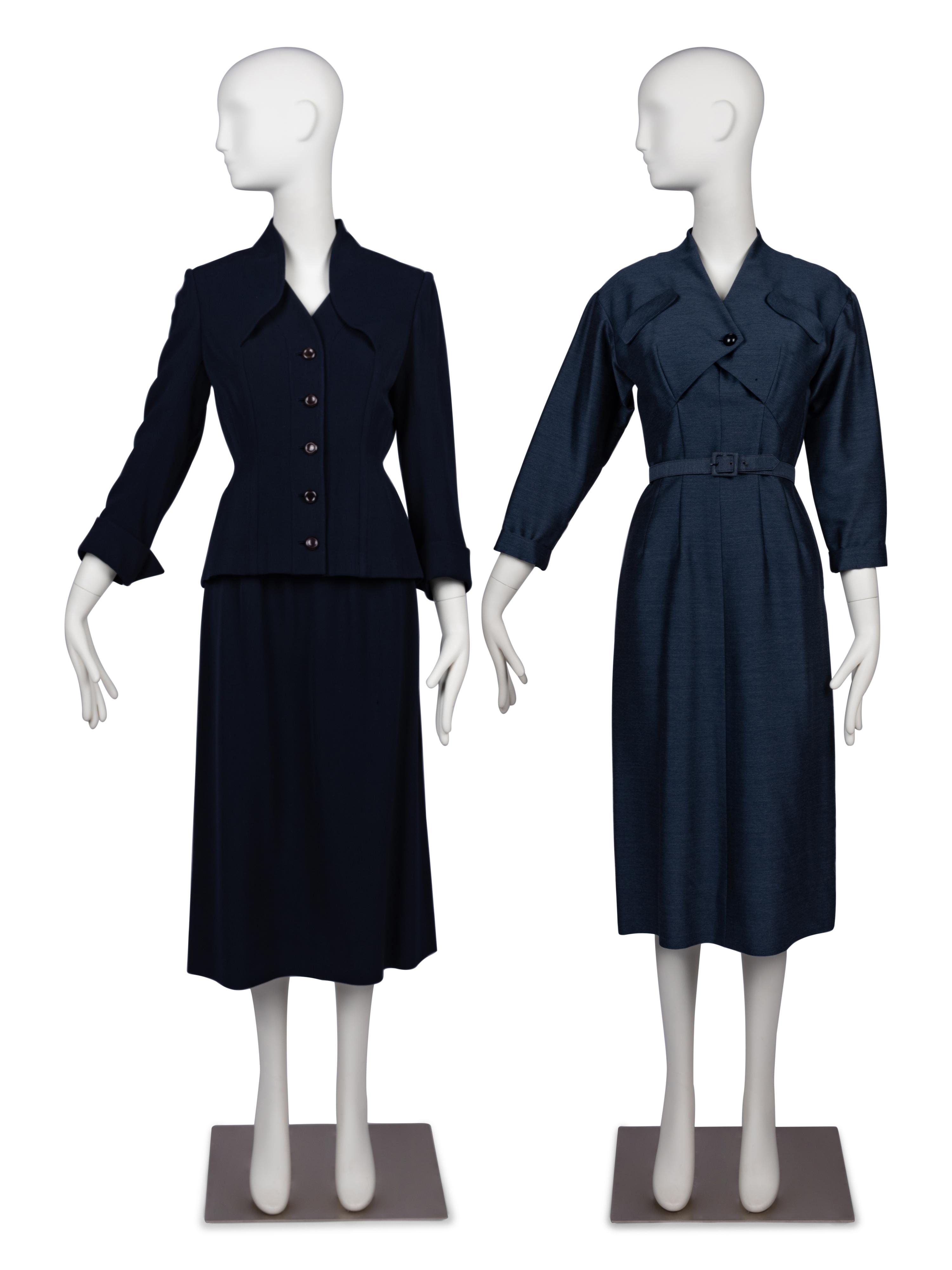 Two Jacques Fath Items: One Skirt Suit, One Dress, 1940-50s