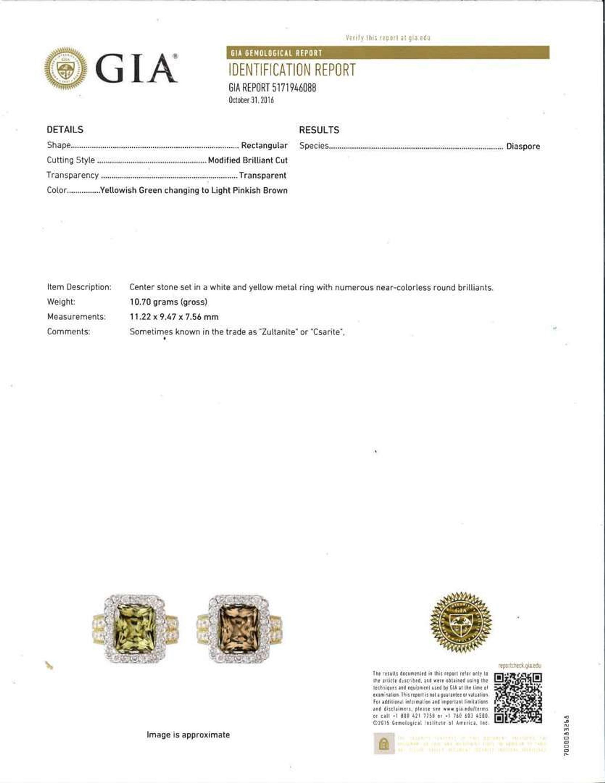 An 18K Gold, Diaspore, and Diamond Ring