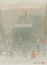 Johann Berthelsen, (American, 1883-1972), The Grand Army Plaza in Winter