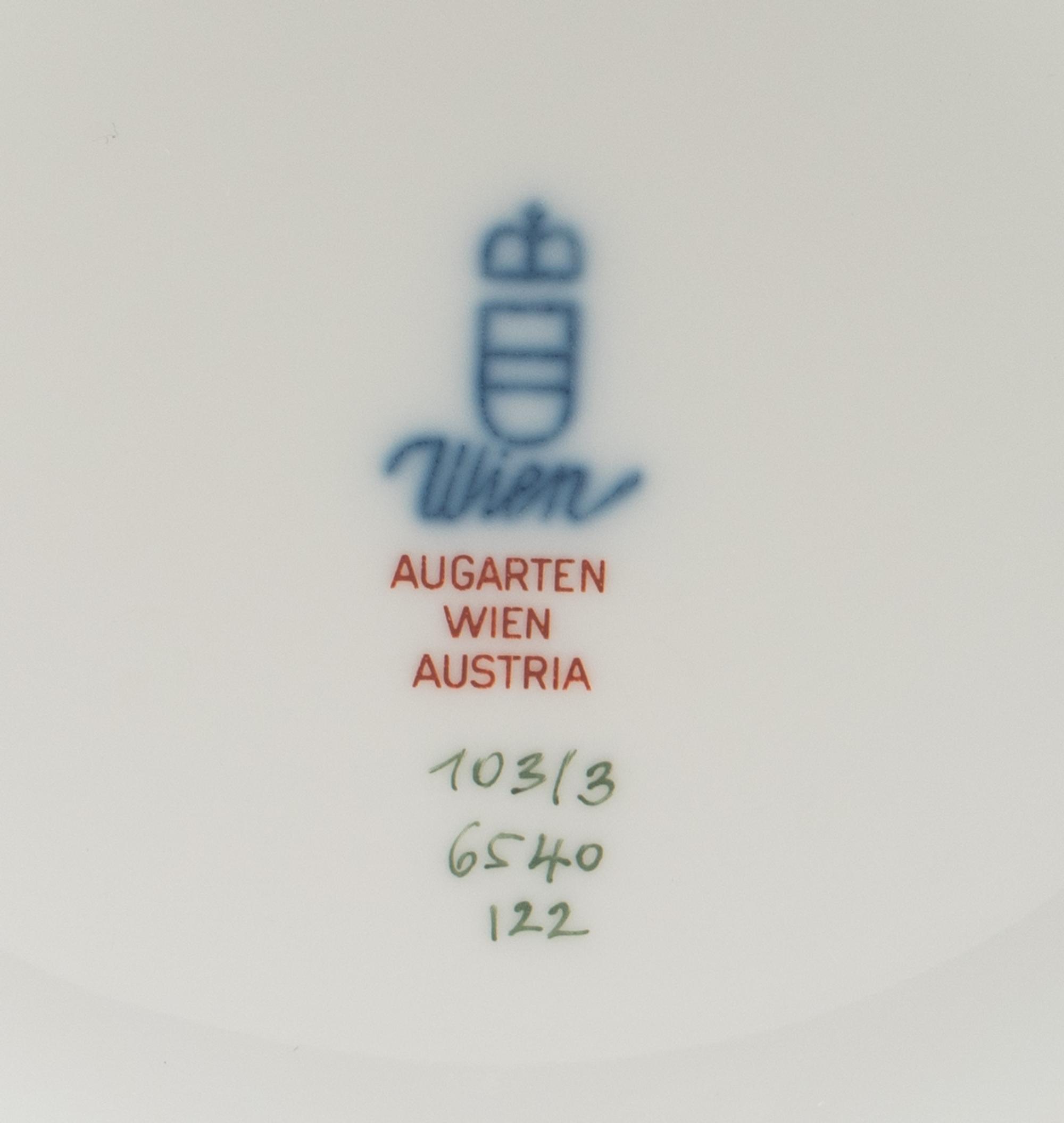 A Set of Six Porcelain Bird Plates and an Augarten Porcelain Vase