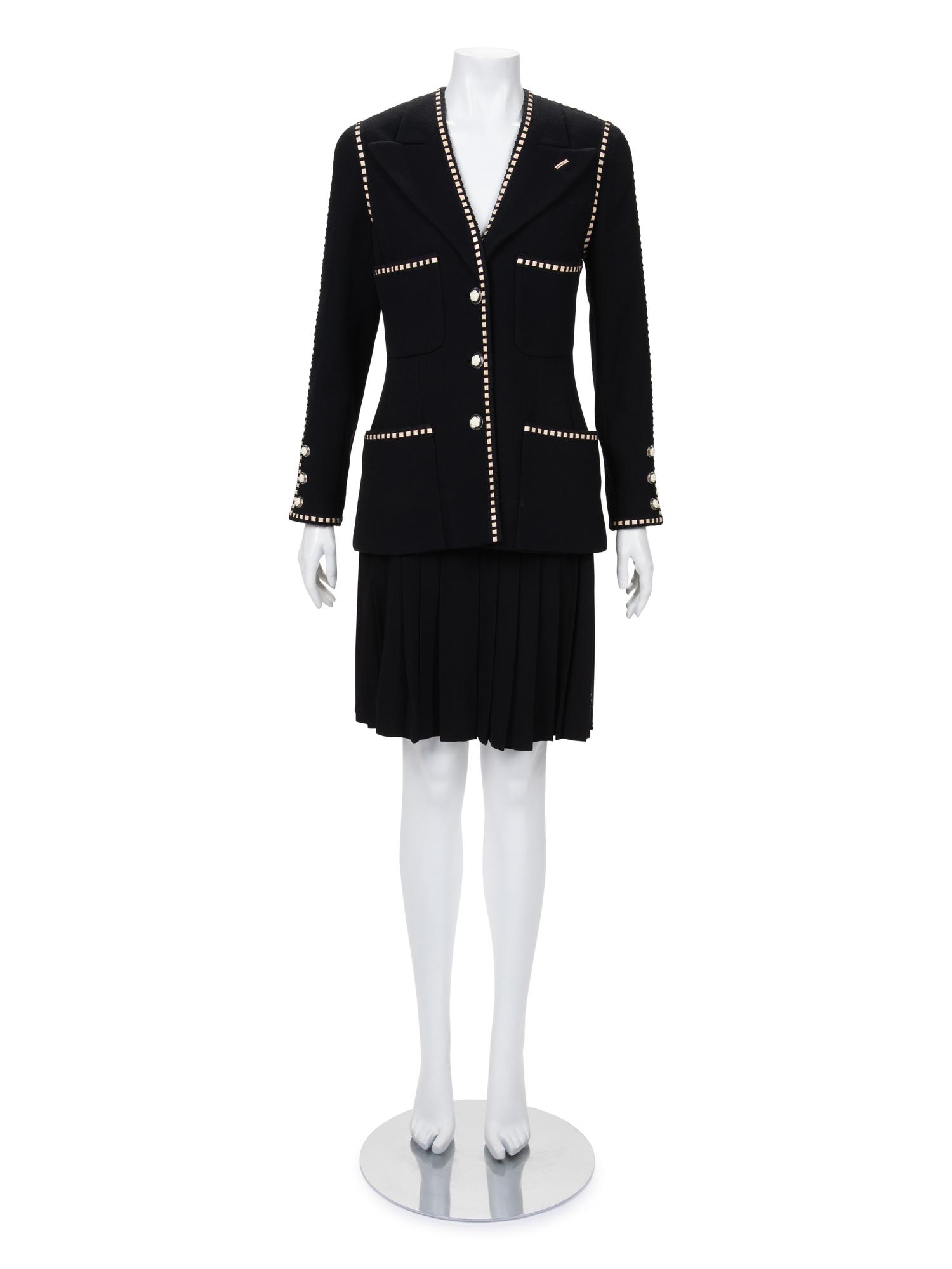 Chanel Wool Two-Piece Skirt Suit with Ribbon Trim, Spring 1992