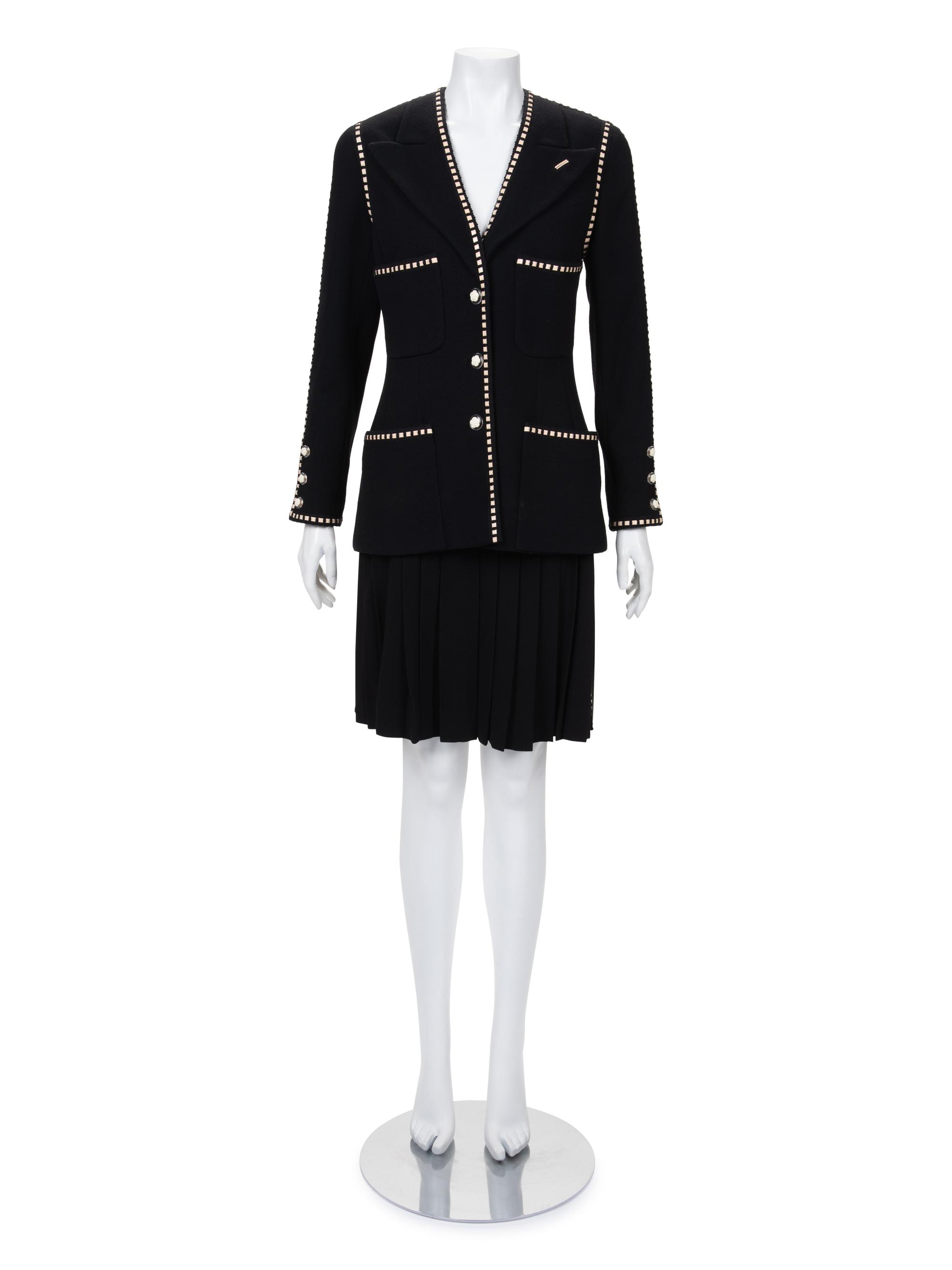 Chanel Wool Two-Piece Skirt Suit with Ribbon Trim, Spring 1992