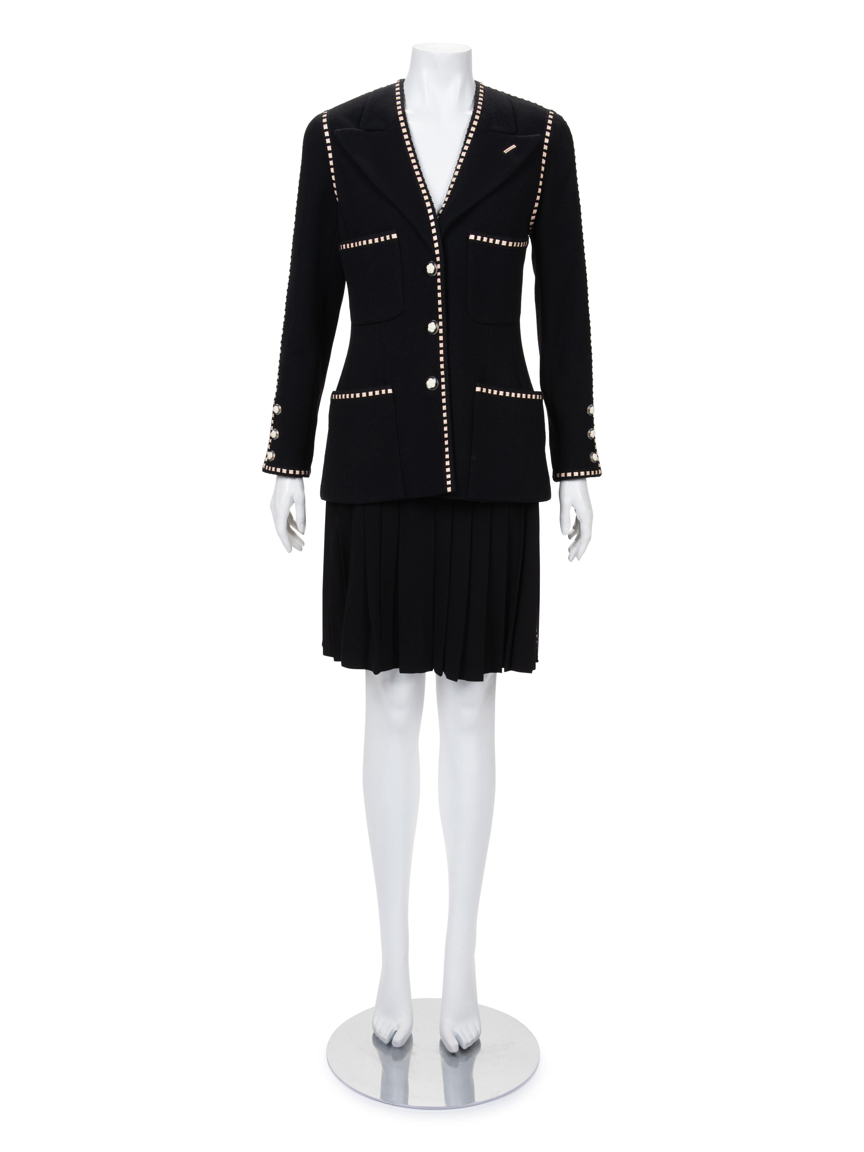Chanel Wool Two-Piece Skirt Suit with Ribbon Trim, Spring 1992