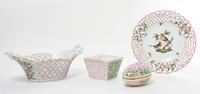 A Group of Herend Reticulated Porcelain Articles Diameter of plate 9 1/2 inches.
