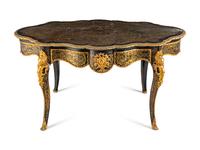 A Napoleon III Gilt Bronze Mounted Boulle Marquetry Center Table