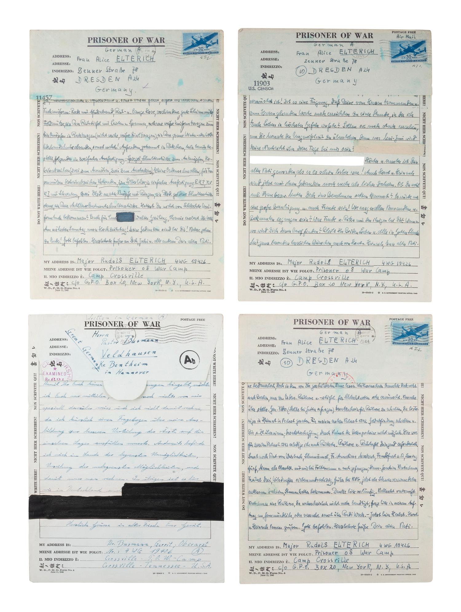 [WWII]. Archive of letters from German POWs held at Camp Crossville, Tennessee.