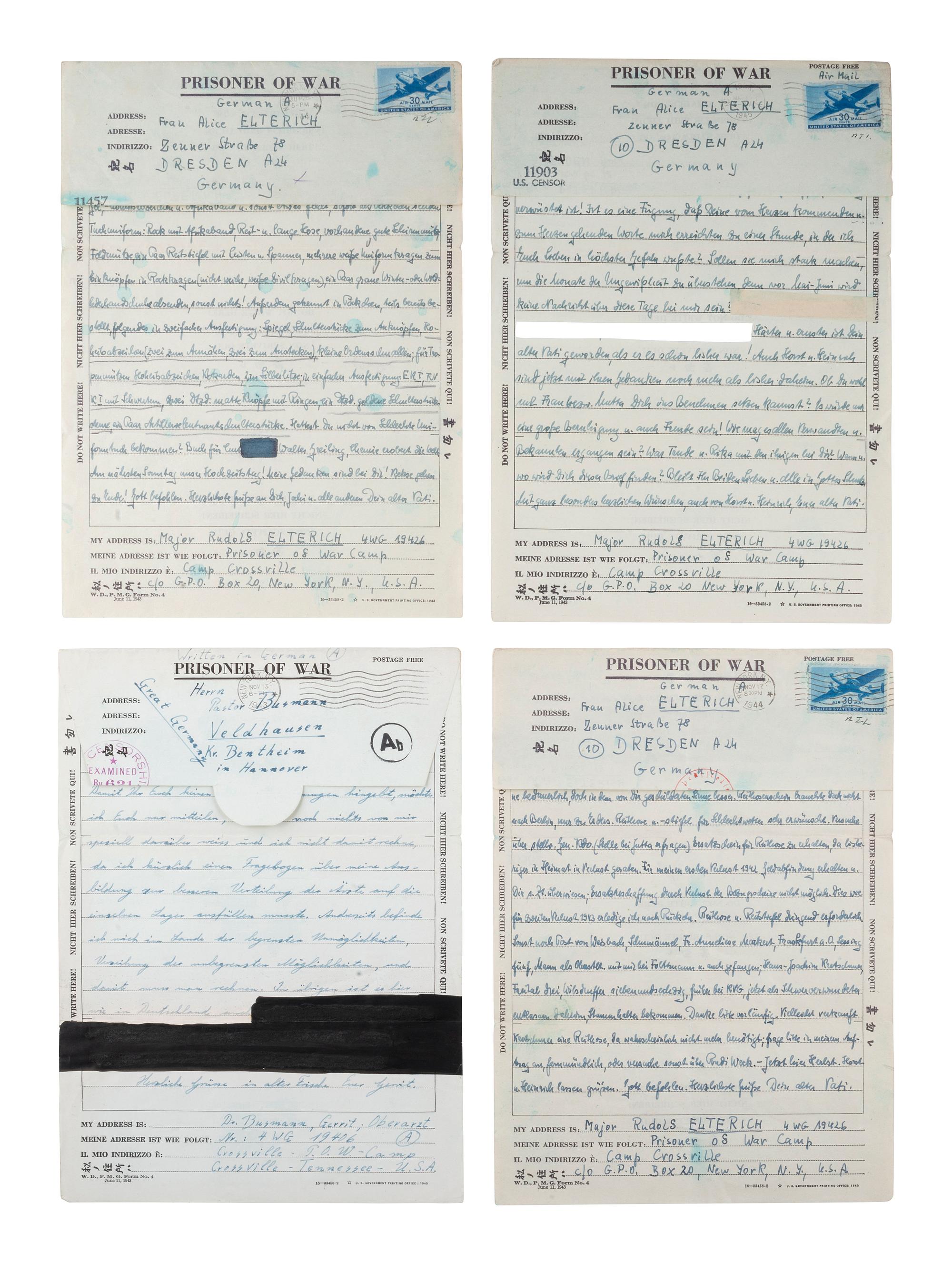 [WWII]. Archive of letters from German POWs held at Camp Crossville, Tennessee.