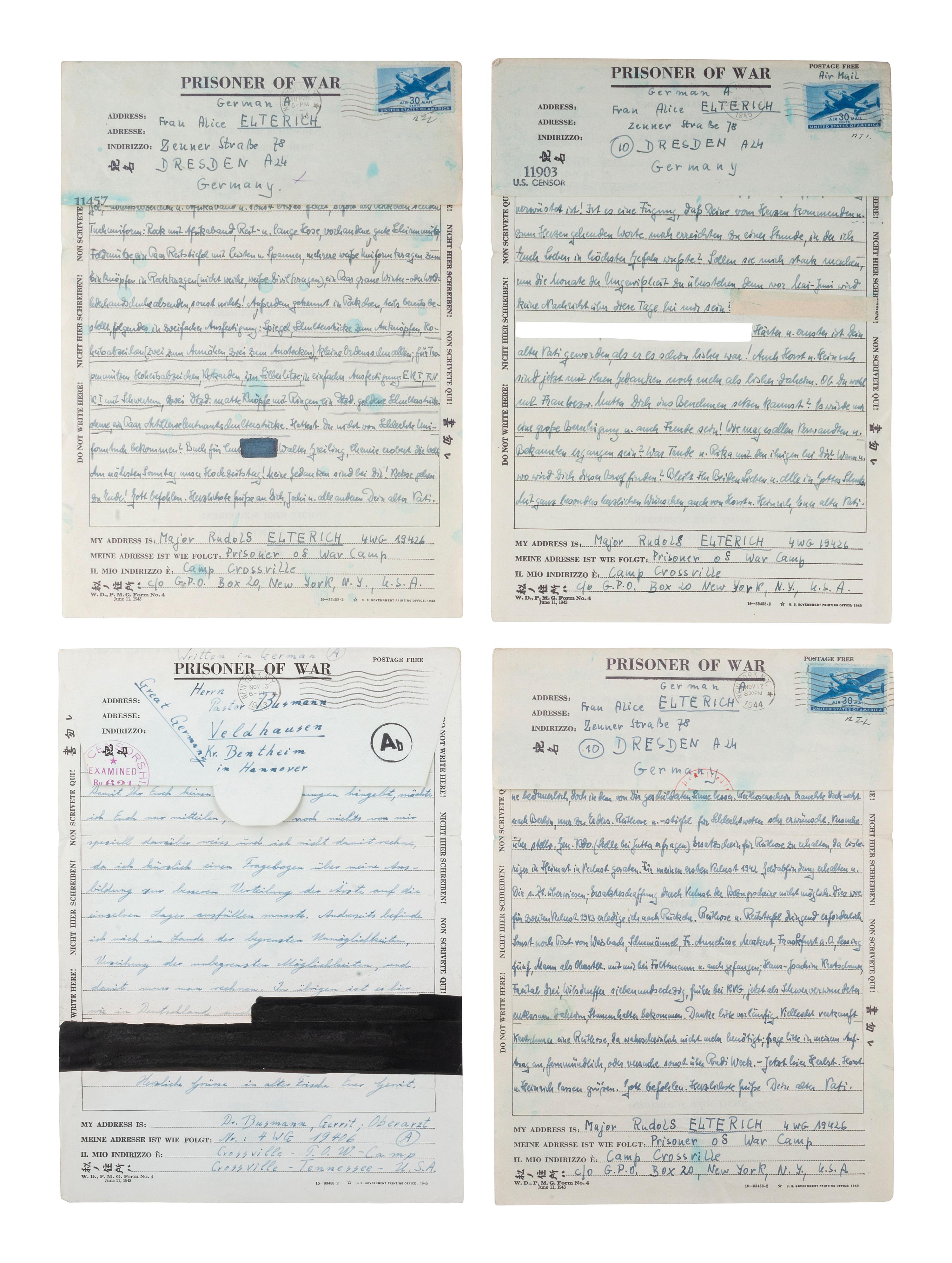 [WWII]. Archive of letters from German POWs held at Camp Crossville, Tennessee.