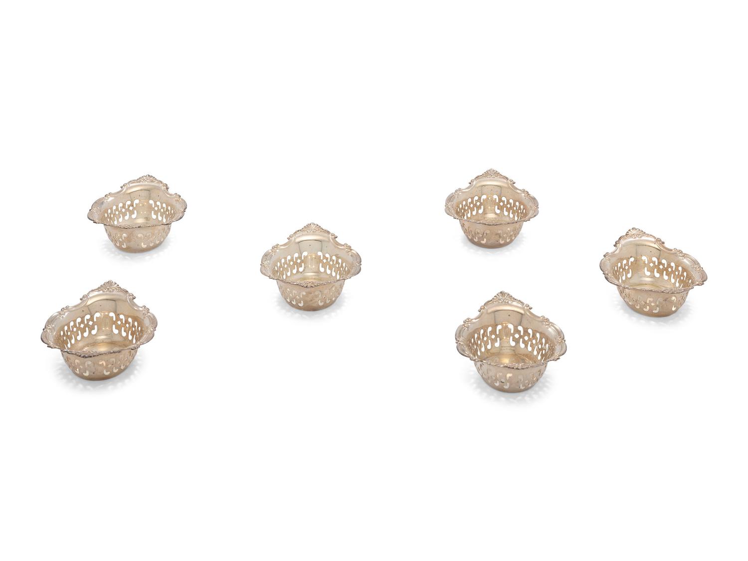 Eighteen American Silver Salt Cellars and Twelve Associated Silver Salt Spoons